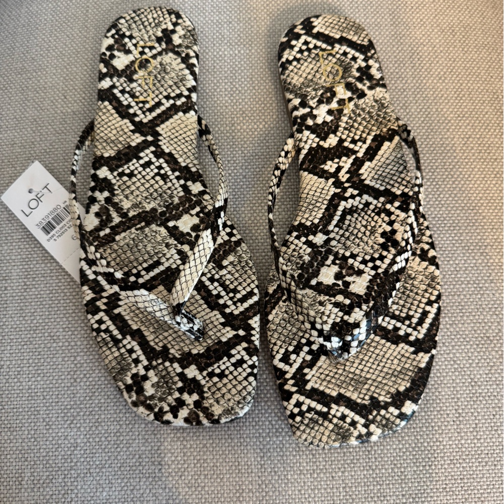 LOFT Snakeskin pattern thong sandals